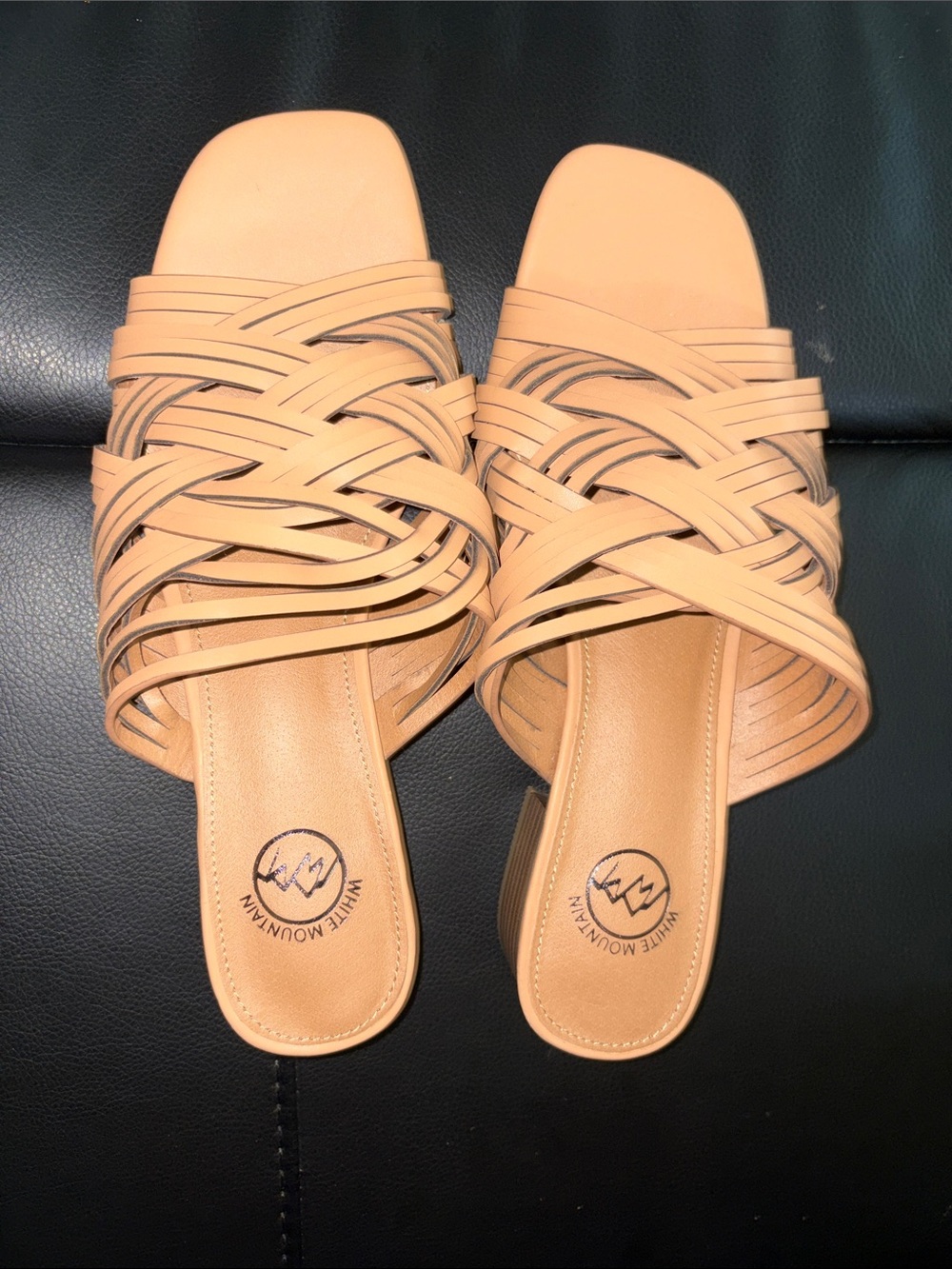White Mountain Nude Braided Slide Mules